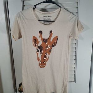 Giraffe Beige T-Shirt Ladies Small